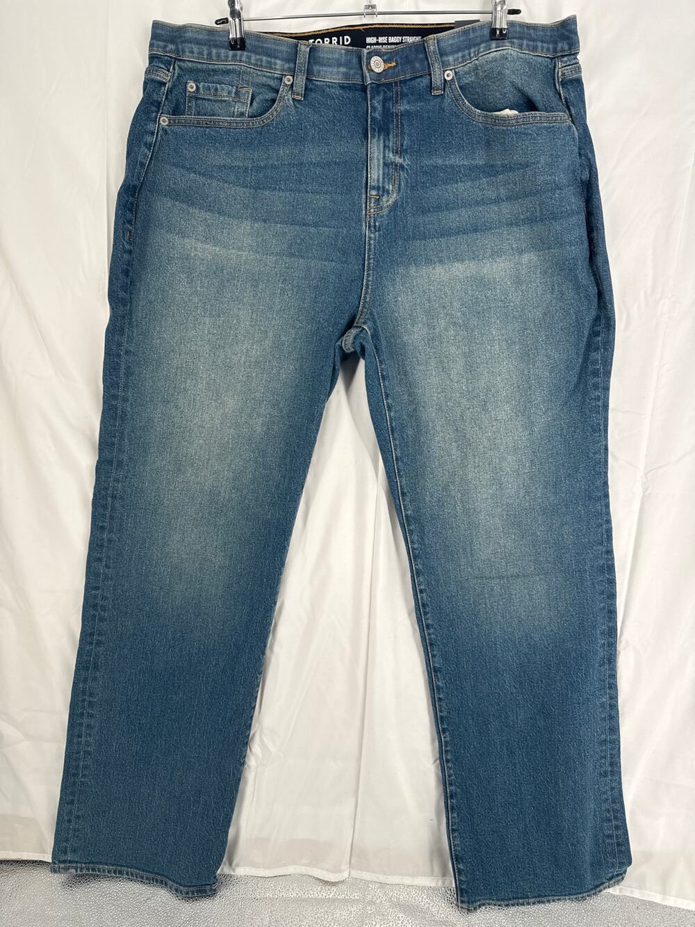 Torrid feel the fit high rise baggy straight classic denim blue size 16T